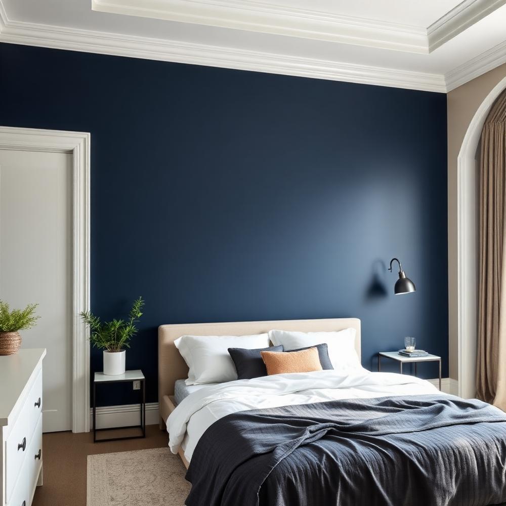 Navy feature wall, Woden Valley